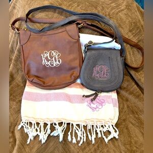 Monogram Purses (2)  and Scarf (1) Bundle w/initials KGL.